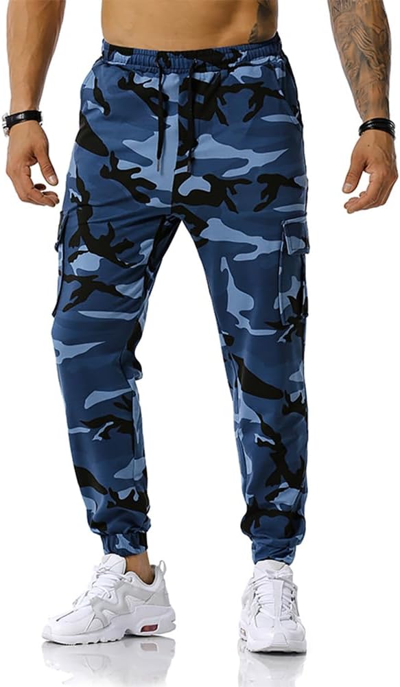 TOONRAIN Camo Cargo Pants Cargo Jeans for Men Casual Drawstring Sweatpants Camouflage Joggers Trouser with Pockets