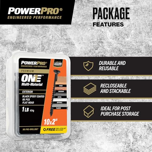 Power Pro ONE Tornillo Exterior Plano Multi-material #10 x 2 - 95 pc miniatura 4
