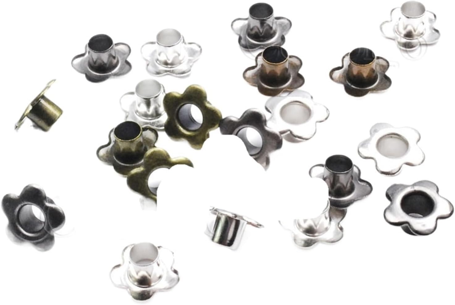 Metal Eyelets Grommets,100pcs Flower for Fabric Clothing Sewing Shoes Belt Cap Bag DIY Accessories Hole 5mm for PU Leather/Belt/Shoes/Crafts(Brass)