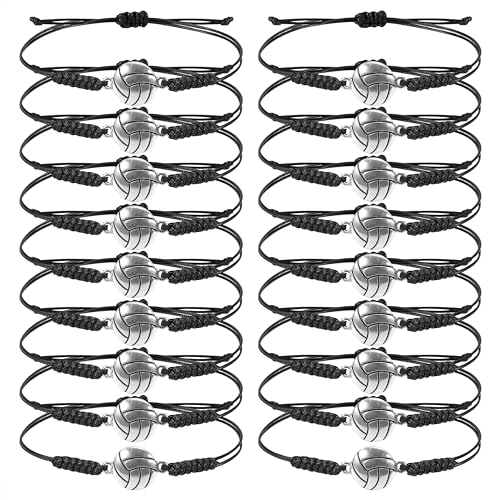 Newellsail Volleyball-Armbänder Verstellbares Sport Charm Armband Geflochtenes Seil-Armband Freundschaftsarmband für Jungen Mädchen Teenager Erwachsene Teamspieler 18 Stück