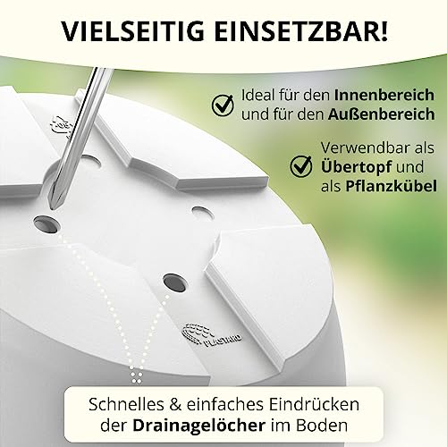 Plastard Blumentopf Ø 35 cm mit Untersetzer rund – Weiß – Pflanzkübel – Ansicht 4
