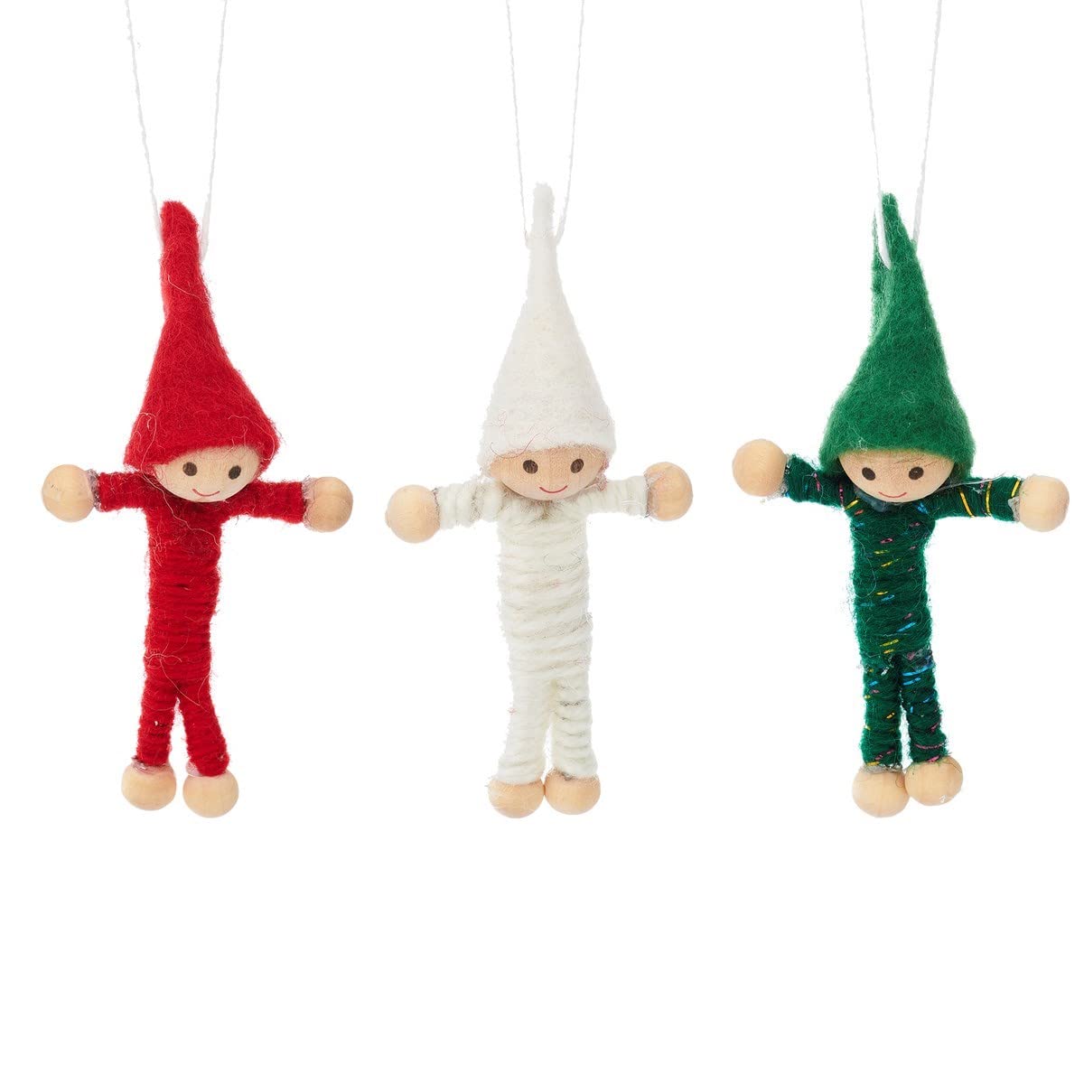 Sass & Belle Elf Hanging Decorations - Set of 3