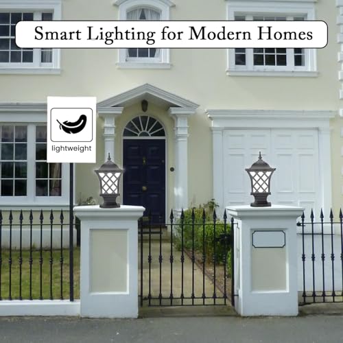 Image of GIGAWATTS ‎Express Outdoor Gate Light - 101% Rust & Waterproof Die-Casting Aluminium Exterior Piller Lamp Base Mount for Garden, Boundary Walls & Home Entrances (B22 Holder, Bulb Not Included, Black)