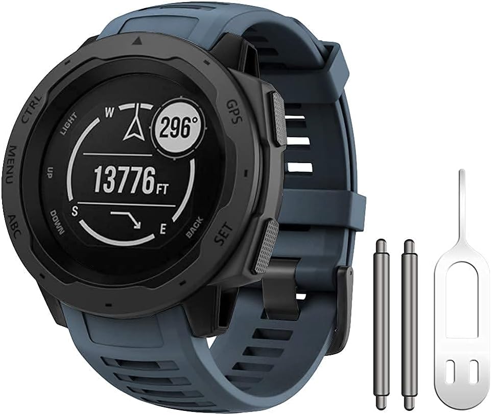 ANCOOL Compatible with Garmin Instinct Bands Navy Blue and Black Bundle