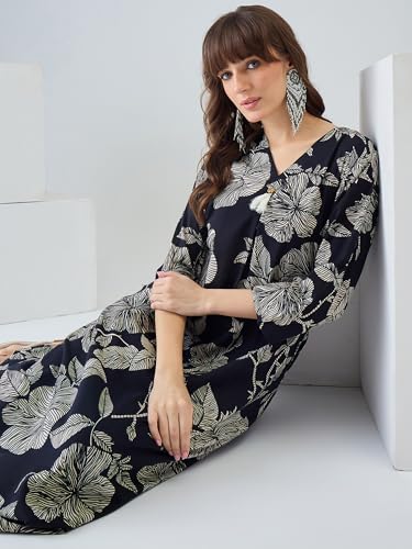 Image of INDO ERA Women's Silk Blend Embroidered Zari Work Straight Kurta & Pant Set | Cord Set For Women