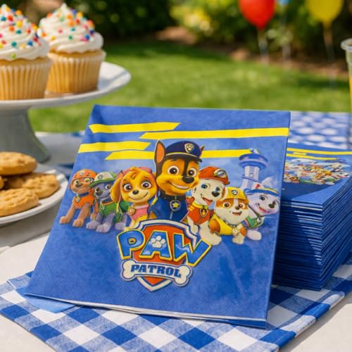Image of Wanna Party Cute Paw Theme Inspired Paper Napkins (20 Pcs) | Puppy Paw Theme Birthday Napkins for Kids | Paw Print Theme Party Tableware for Birthday Decorations & Celebration Supplies