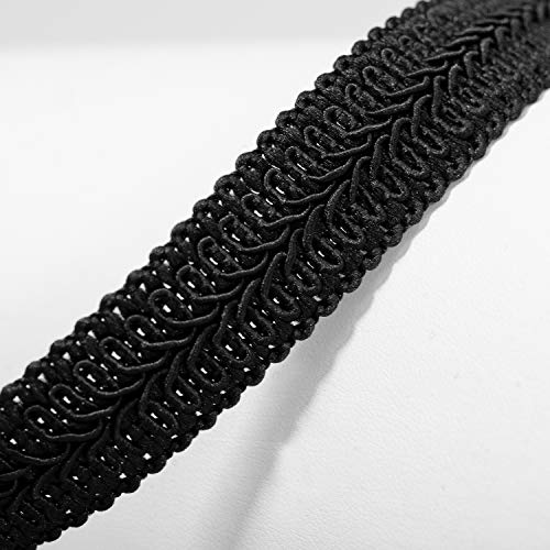 Trims By The Yard 25 Yds Of Kiki 3/4" Classic Woven Braid Gimp Trim, 25 Yards, Black #TOP2