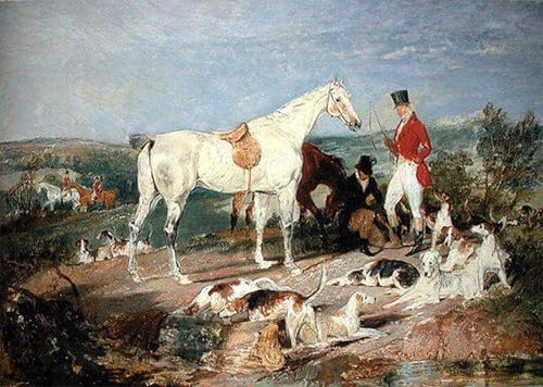 Affiche artistique Edwin Landseer étude chasseurs et chiens toile déco 60x90cm