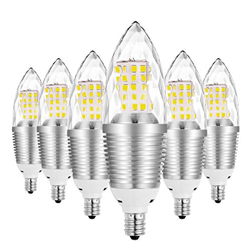 Buy 2 get 3 AHEVO E12 LED Candelabra Light Bulbs, 12W, Equivalent 85-100W Incandescent Bulb,1200 Lumens, White 6000K, Candelabra Base, Non-dimmable, Chandelier Bulb, Pack of 6