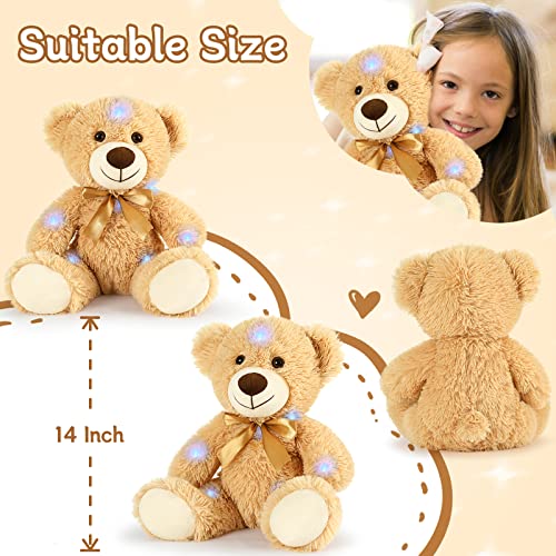 Morismos Light Up Teddy Bear Stuffed Animals, Soft Led Bears With Lights, Stuffed Glowing Night Light Teddy Bear For Kids On Valentine Christmas 14Inch #TOP6