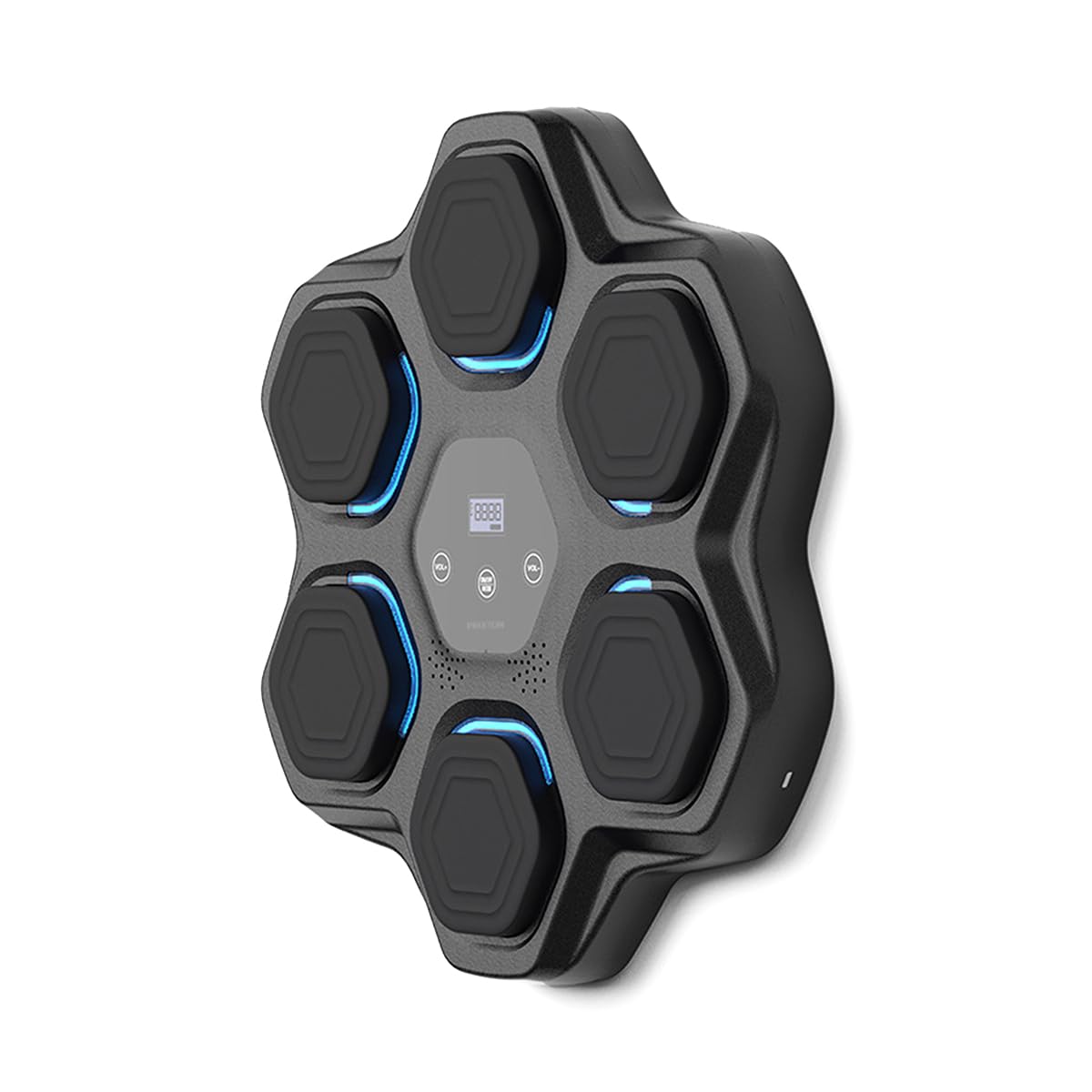 Prixton Machine de Boxe Musicale Combat BM100, 9 Niveaux de Difficulté, Lumières électroniques guidées, Effets Sonores, Système de Fixation Murale, Écran Tactile, Bluetooth, Gants Inclus