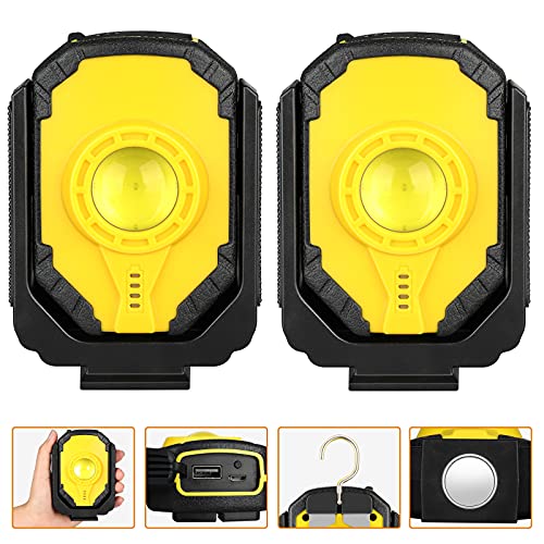 2-Pack Rechargeable Work Light, 1800Lumen Magnetic LED Working Lights With Hanging Hook Metal Clip, 4 Lighting Modes, Waterproof Portable COB Job Light for Car Repairing Emergency, 360°Rotation