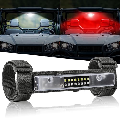 Image of UTV Dome Light, FASTCHOY AUTO Roll Bar Light Interior Dome Lights Battery Powered Universal for UTV RZR SXS Ranger Polaris Truck Golf Cart Can Am Off Road - White /Red