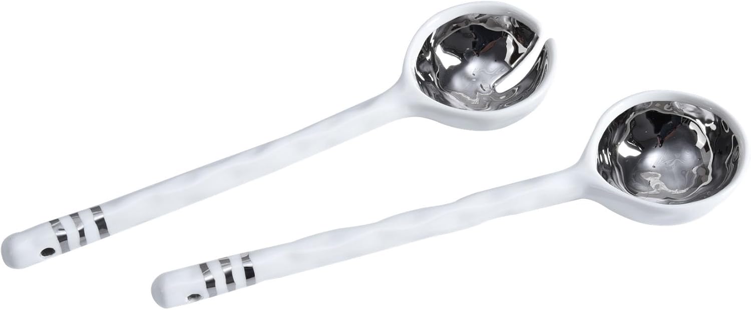 Pampa Bay Accessories Porcelain Salad Server Set Silver