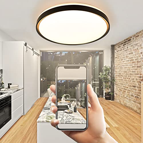 GeeliHome La lámpara de techo Modernda LED es simple y moderna, atenuación Bluetooth RGB, adecuada para cocina, dormitorio, sala de estar, 40 cm Cover