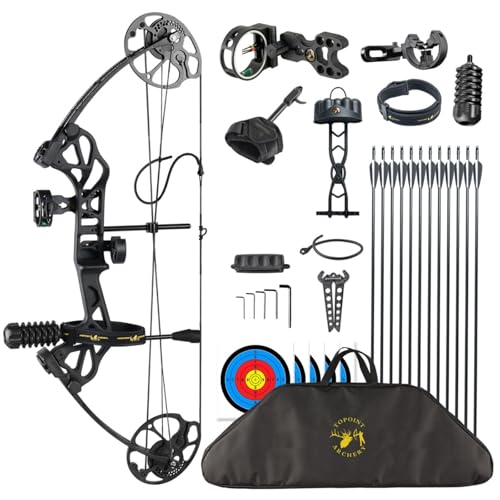 TOPOINT ARCHERY Beginner Compound Bow Kit 19-70LB, 320fps