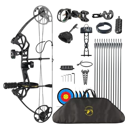 TOPOINT ARCHERY Starting Hunting Compound Bow Package for Beginner & Intermediate Archers Archery Equipment with All Accessories Kit DW:19-70LB, DL:19-30", IBO:320fps (Starting 28 Black Color)