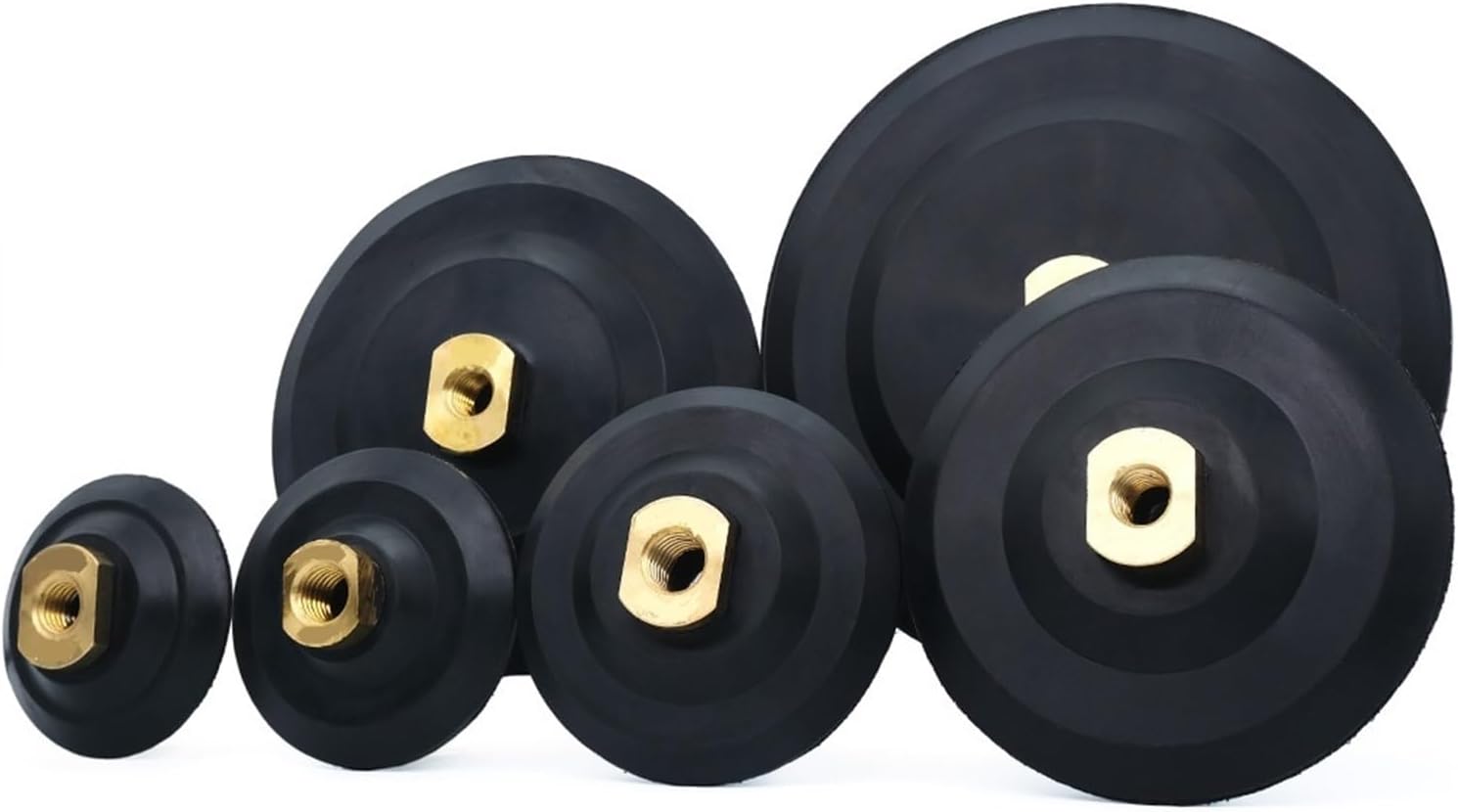 YEJIANGHUA 3/4/5/6/7 Inch Rubber Backer Diamond Pad Backing Holder Hook And Loop Rubber Backing Plate M14 5/8-11 Thread 100/125mm Natural(3-4-5 inches,5-8-11 thread)