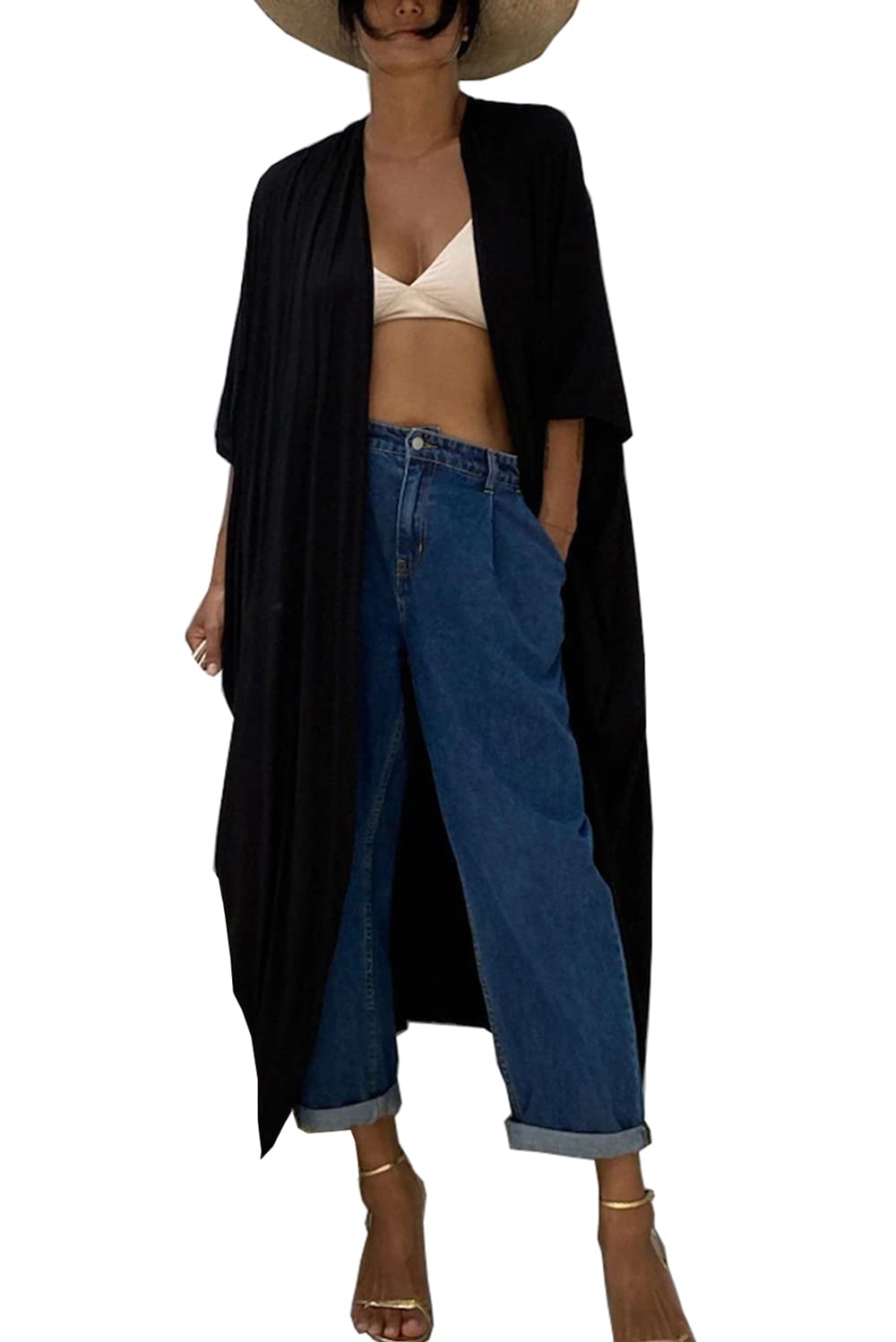 YouKD Vestido Largo Bohemio con Caftán Largo de Verano para Mujer Bata de Playa Talla Grande Kimono Talla Única