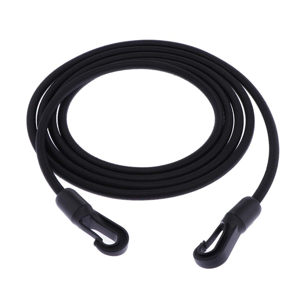 Inzopo Black Elastic Kayak Paddle Tether Bungee Cord Stretch Strap For Kayaking, Securing Canoe, Sup Board, Luggage And More - 3 Sizes Optional - 1M 1M