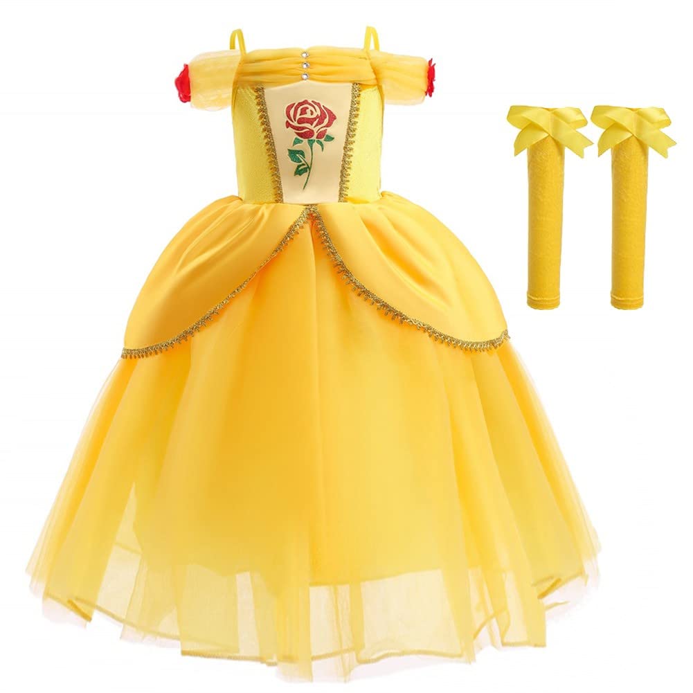 IZKIZF Girls Belle Costume Princess Birthday Christmas Carnival Halloween Cosplay Beauty and The Beast Fancy Party Dress