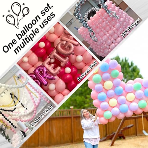 Image of Pastel Pink Quick Link Balloons, 100PCS 10 Inch Baby Pink Linking Balloons for Making Balloon Wall Heart Arch, Tails Balloon for Girls Wedding Birthday Baby Shower Valentine's Party Decorations
