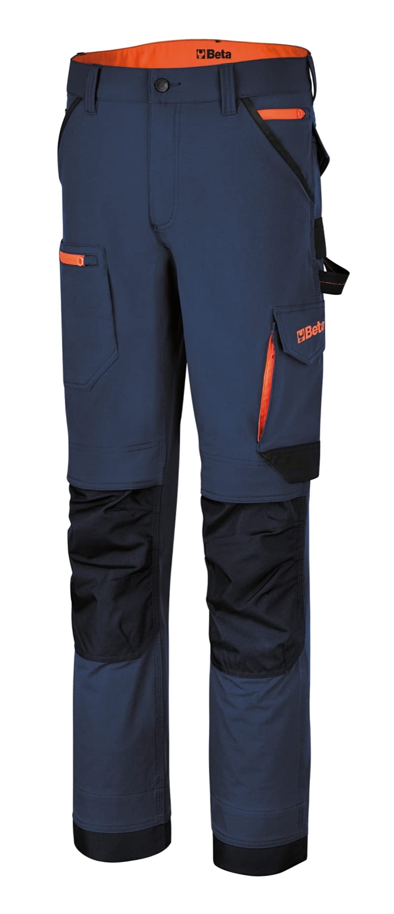 BETA 7650B S - Pantalones de Trabajo Multibolsillos elásticos de Nailon con Entrepierna antidesgarro, Cintura Alta, Bolsillos para Rodilleras, Bolsillos Traseros y Fondo Pierna Reforzados - Azul,