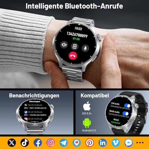 Image of Smart Watch for Men, 1.52 inch HD Fitness Tracker with Blood Pressure SpO2 Heart Rate Sleep Monitor, 110 Sports Modes, 1000mAh Battery Watches for Men Compatible with Android iPhone