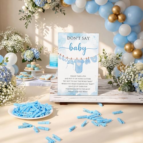 Baby Shower Games 100 Clothespins with 1 Don't Say Baby,Clothes,Blue by Unittype - Used condition - Image 4