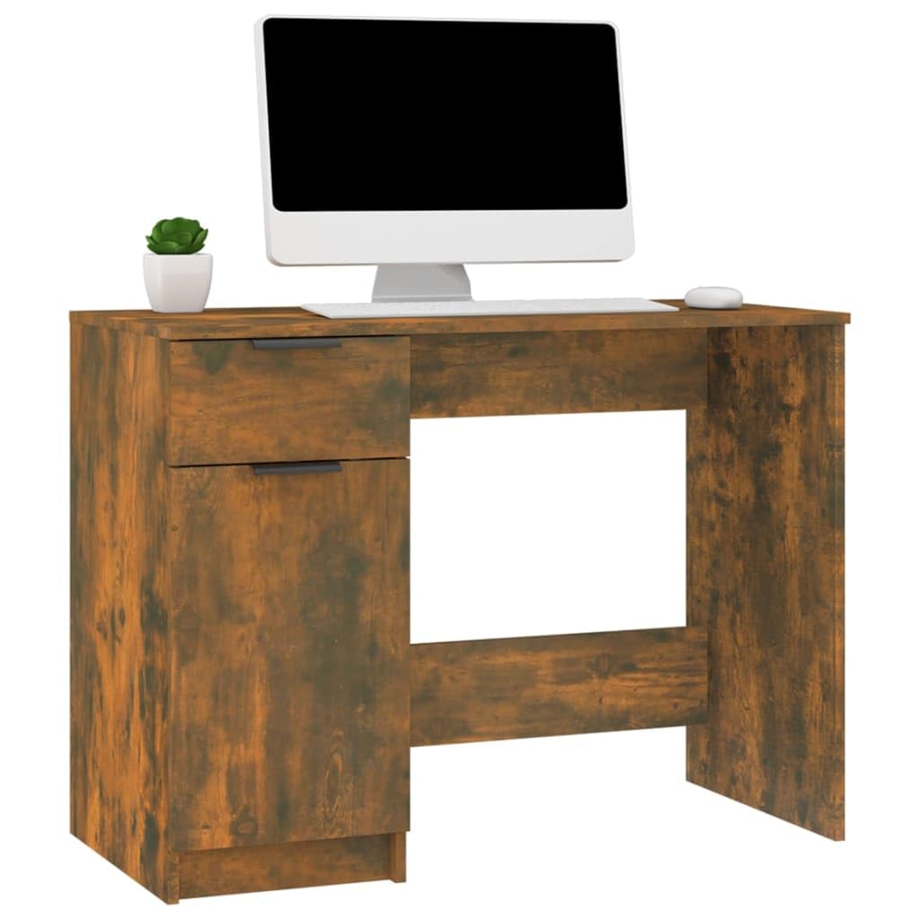 Scrivania affumicatura 100 x 50 x 75 cm, materiale in legno, robusto computer desk per casa, ufficio, desk con cassetto e scomparti, Writing Table per Bedroom
