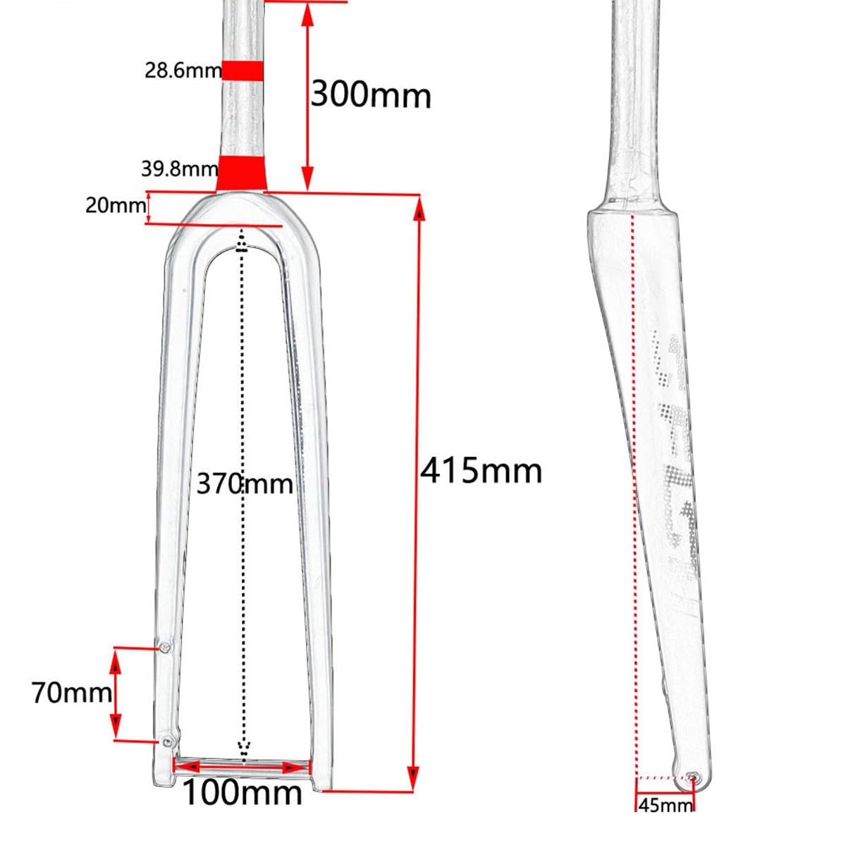 700C Starrgabel Kohlefaser Rennrad Steckachse 100x12mm Scheibenbremse Vorderradgabel Fahrradgabeln 1-1/8'' Verjüngtes Rohr Ultraleicht (Color : Black-B, Size : 700C)