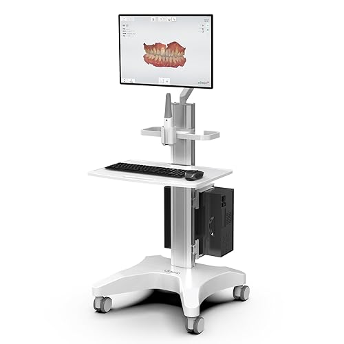 Likaymo Carro médico con soporte para monitor y soporte para escáner oral, carrito de clínica dental con ruedas para salón de belleza de hospital