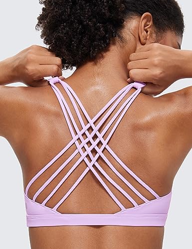 Image of CRZ YOGA Naked Feeling Strappy Sports Bras for Women - Criss Cross Back Wireless Padded Cami Yoga Workout Top