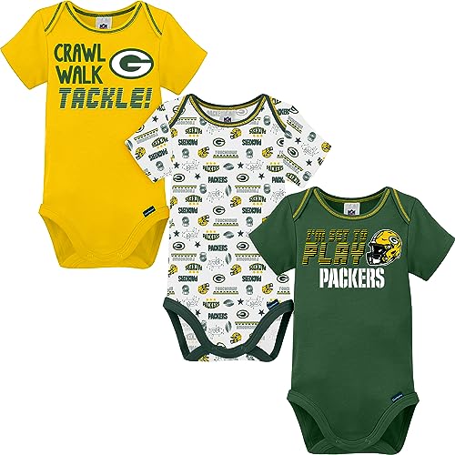 Image of Gerber NFL Unisex Baby Nfl Team 3 Pack Short Sleeve Onesie Bodysuit