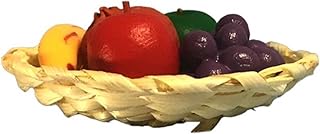 Dollhouse Fresh Fruit in Wicker Basket Kitchen Living Dining Room Accessory