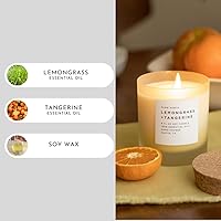 Vista 4 de Slow North Vela de citronela + mandarina, vela de aceites esenciales y cera de soja pura en un frasco de vidrio esmerilado reutilizable, una vela