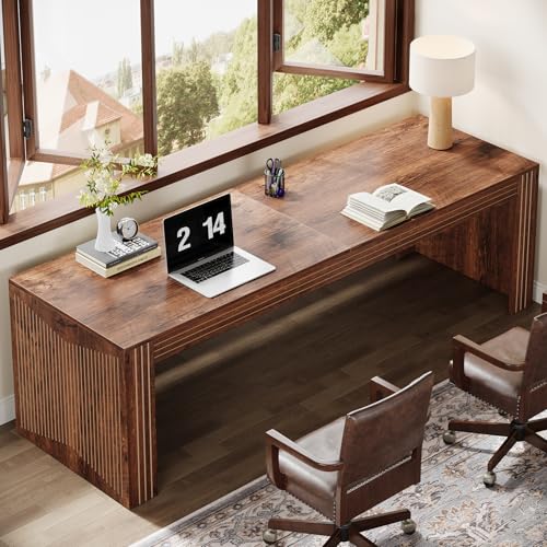 Image of Tribesigns 79-Inch Extra Long Desk, Two Person Double Desk for Home Office, Wooden Long Computer Desk Writing Table for Office, Coffee Brown