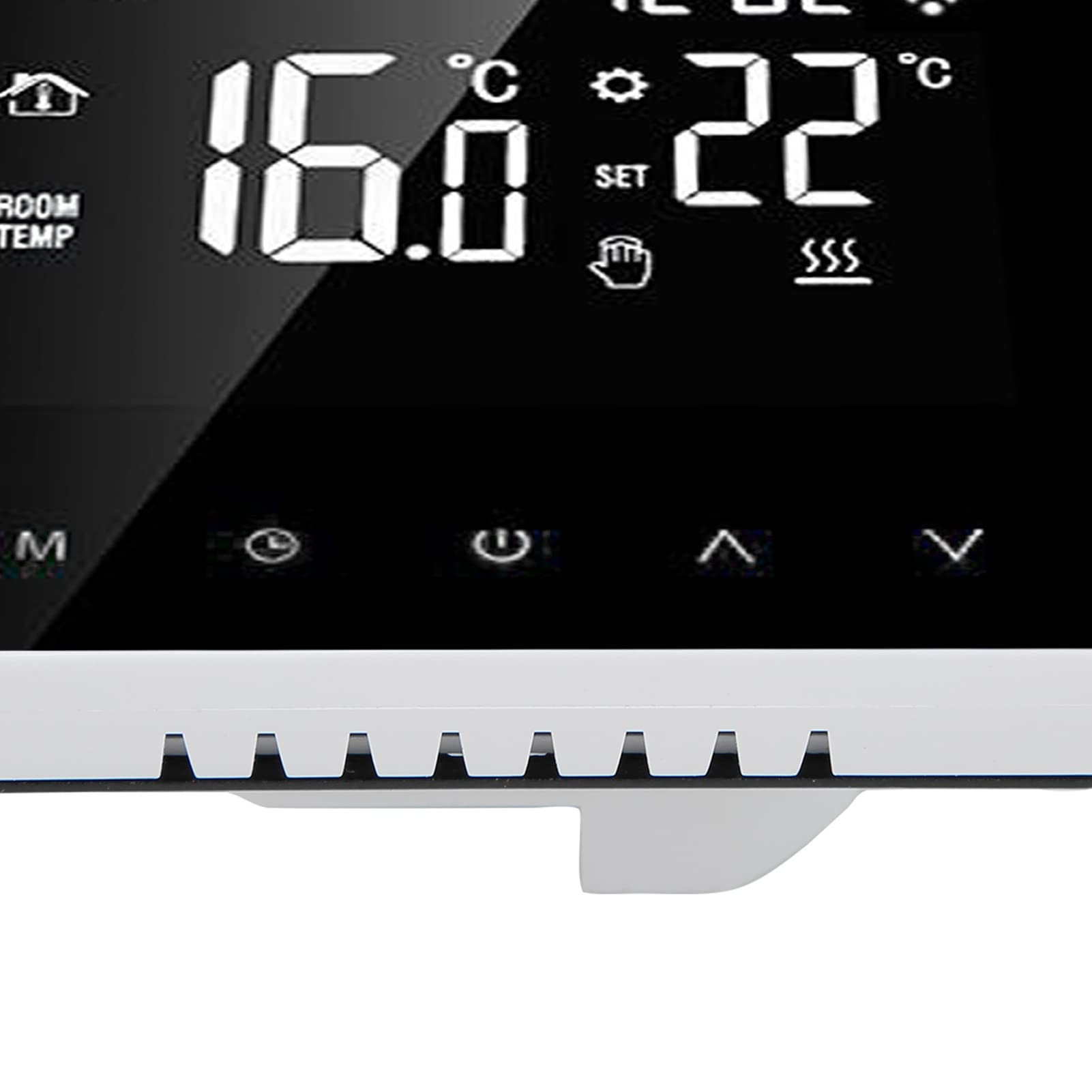 Fabater Inteligentny Termostat LCD WIFI do Ogrzewania Podłogowego, Inteligentny Regulator Temperatury, Kompatybilny z, Termostat Kotła ściennego AC230V (Biały tył i biały guzik 16A)