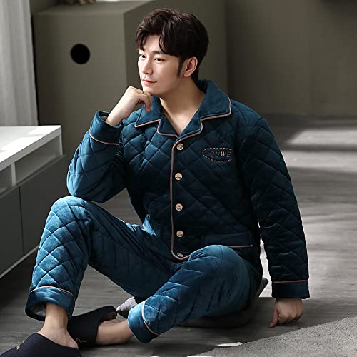 Men's Soft Pajamas Set, Lapel Loungewear, Cotton Long Sleeve Sleepwear, Button Down Casual Pajamas(Size:xxxl,Color:style 1) #TOP1