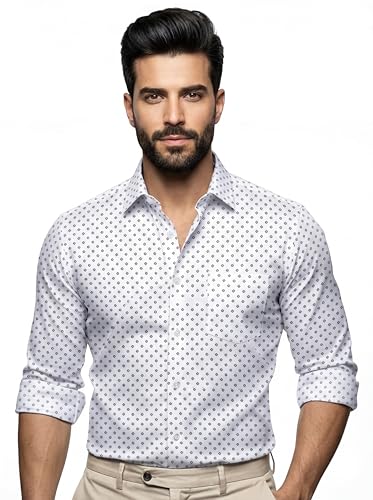 Image of Amazon Brand - INKAST Men's Printed Cotton Shirt | Full Sleeve | Regular Fit | Comfortable Formal Stylish Shirt for Men | Man Shirts for Professional Look