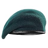 SAALVI 100% Wool and Leather Military Beret for Men and Women Wool Beret Hat, Soft Satin Lining, Gre