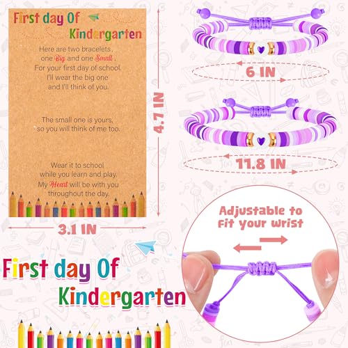 Image of Back to School Supplies, First Day of Kindergarten Bracelet, Back to School Bracelet Mommy and Me, Prek Matching Wish Bracelets Set, Adjustable Bracelet for Boys Girls Gifts Stuff Bulk