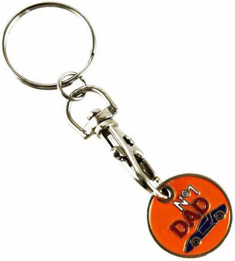Fabulouz Gift Reusable Supermarket Shopping Gym Trolley £1 or 1 Euro Coin Token Holder Locker Keyring Keychain With £1 token (NO.1 DAD)
