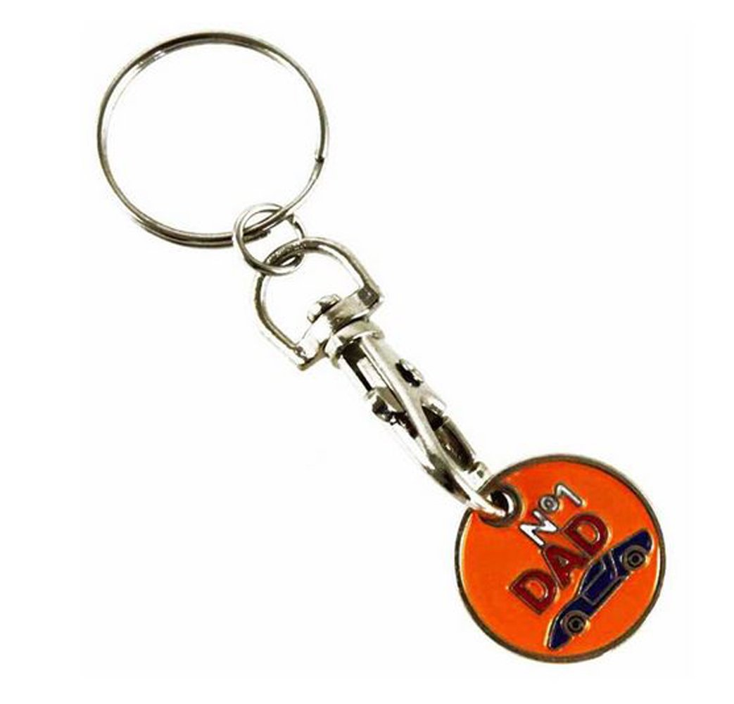 Fabulouz Gift Reusable Supermarket Shopping Gym Trolley £1 or 1 Euro Coin Token Holder Locker Keyring Keychain With £1 token (NO.1 DAD)