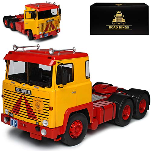 KK-Scale Road Kings Scania LBT 141 ASG Gelb Rot 1976 LKW limitiert 1 von 500 Stück 1/18 Modell Auto mit individiuellem Wunschkennzeichen