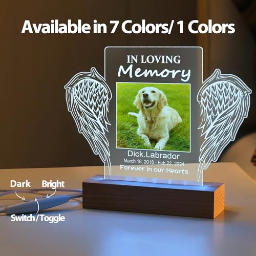 Crezusvo Pet Memorial Gifts for Dogs, Personalized Pet Memorial Night Lights, Dog Memorial Gifts for Loss of Dog, Loss of Dog Sympathy Gift, Dog Bereavement Remembrance Picture Frame