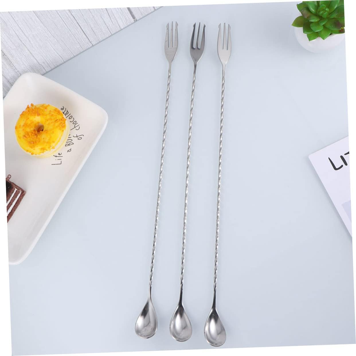 2pcs Stainless Steel Cocktail Swizzle Sticks for Mixing Drinks