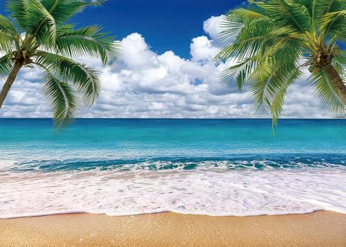 Hawaii Tropical Beach Ocean Backdrop Banner Seaside Palm Trees Photography Background Summer Luau Theme Party Decorations Baby Shower Photo Props