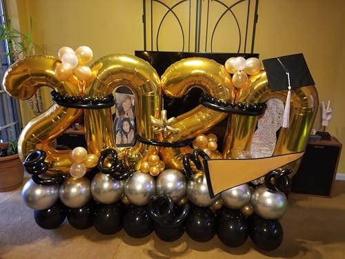 Image of Number Balloons 12 Balloon 40 inch Gold for 12 21 Birthday Party Decoration | Saturated Color, Large 40 in, With Straw & Hanging Hole, For Graduation Season, Thanksgiving, Anniversary, Christmas