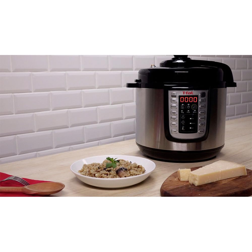 Tefal Fast & Delicious Multicooker - Pentola a pressione elettrica 1200 W, 25 programmi automatici, modalità manuale, include ricettario, cestello cottura a vapore, capacità 6 litri